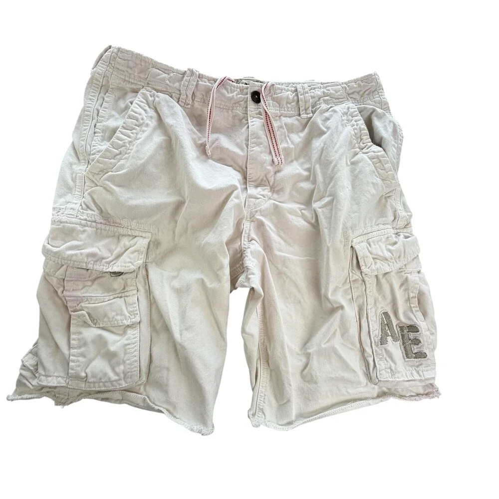 American Eagle Outfitters Cargo Shorts Mens 38 Beige 11 Inseam Longer Length